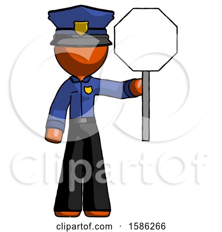 Orange Police Man Holding Stop Sign by Leo Blanchette