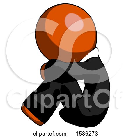 Orange Clergy Man Sitting with Head down Facing Sideways Left by Leo Blanchette