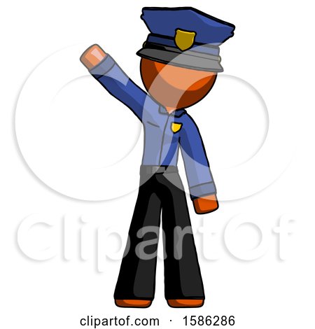 Orange Police Man Waving Emphatically with Right Arm by Leo Blanchette