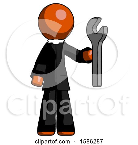 Orange Clergy Man Holding Wrench Ready to Repair or Work by Leo Blanchette