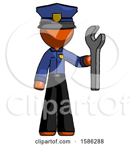 Orange Police Man Holding Wrench Ready to Repair or Work by Leo Blanchette