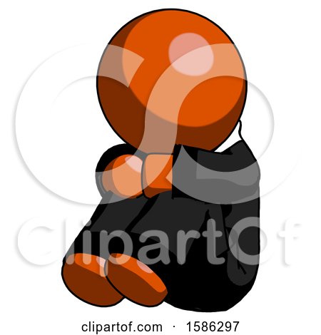 Orange Clergy Man Sitting with Head down Facing Angle Left by Leo Blanchette