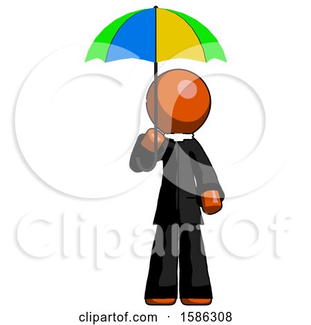Orange Clergy Man Holding Umbrella Rainbow Colored by Leo Blanchette