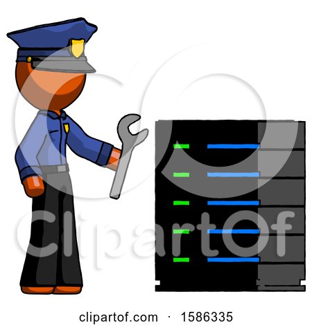 Orange Police Man Server Administrator Doing Repairs by Leo Blanchette