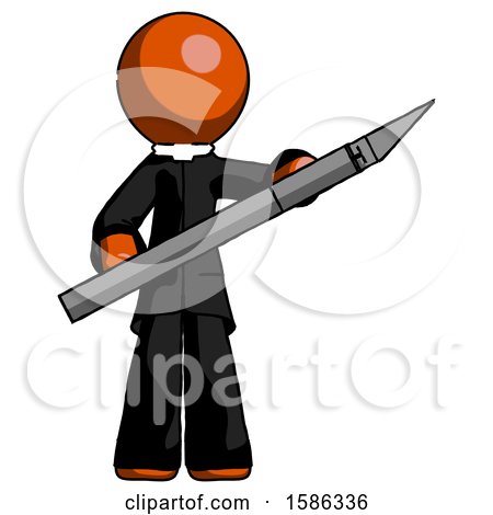 Orange Clergy Man Holding Large Scalpel by Leo Blanchette