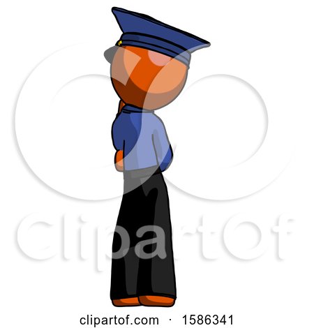 Orange Police Man Thinking, Wondering, or Pondering Rear View by Leo Blanchette