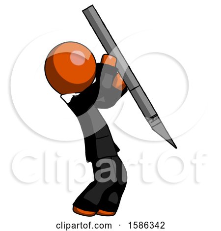 Orange Clergy Man Stabbing or Cutting with Scalpel by Leo Blanchette