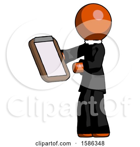 Orange Clergy Man Reviewing Stuff on Clipboard by Leo Blanchette