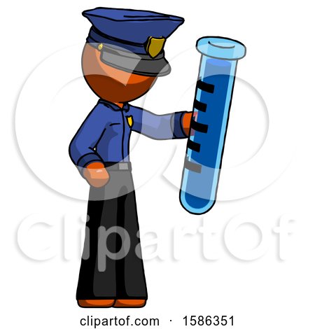 Orange Police Man Holding Large Test Tube by Leo Blanchette