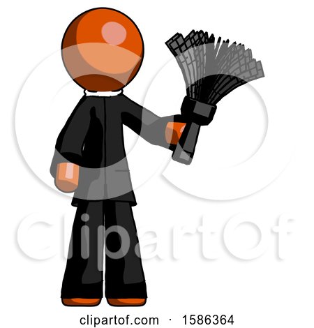 Orange Clergy Man Holding Feather Duster Facing Forward by Leo Blanchette