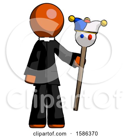 Orange Clergy Man Holding Jester Staff by Leo Blanchette