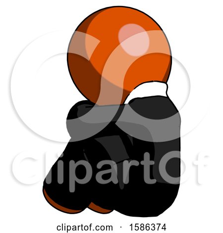 Orange Clergy Man Sitting with Head down Back View Facing Left by Leo Blanchette