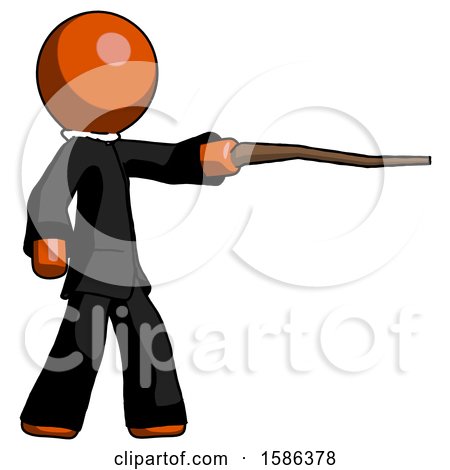 Orange Clergy Man Pointing with Hiking Stick by Leo Blanchette