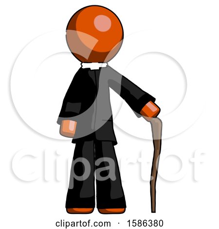 Orange Clergy Man Standing with Hiking Stick by Leo Blanchette