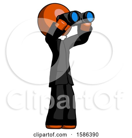 Orange Clergy Man Looking Through Binoculars to the Right by Leo Blanchette