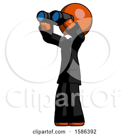 Orange Clergy Man Looking Through Binoculars to the Left by Leo Blanchette