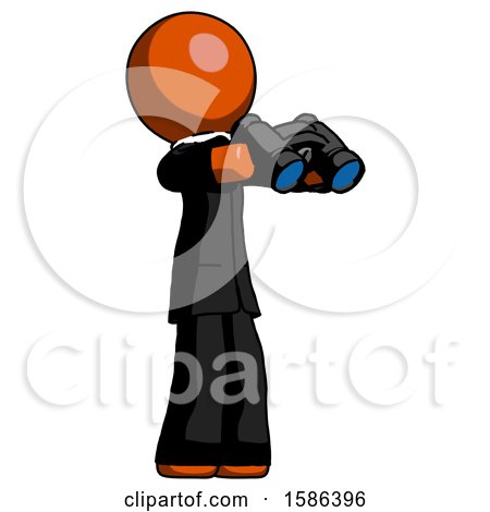 Orange Clergy Man Holding Binoculars Ready to Look Right by Leo Blanchette