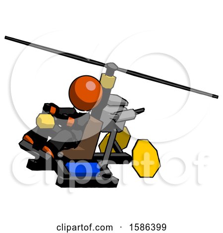 Orange Clergy Man Flying in Gyrocopter Front Side Angle Top View by Leo Blanchette