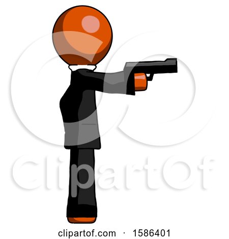 Orange Clergy Man Firing a Handgun by Leo Blanchette