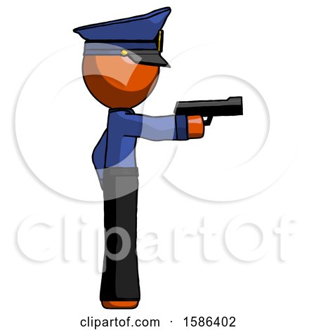 Orange Police Man Firing a Handgun by Leo Blanchette