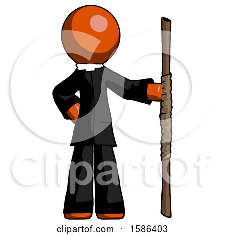 Orange Clergy Man Holding Staff or Bo Staff by Leo Blanchette