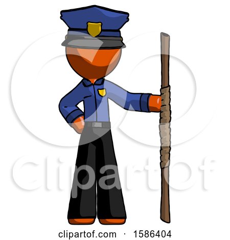 Orange Police Man Holding Staff or Bo Staff by Leo Blanchette
