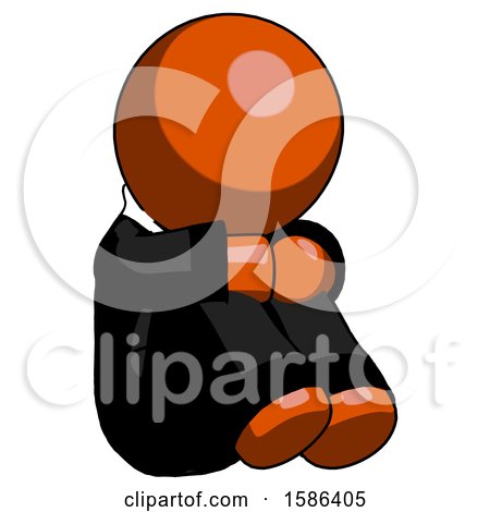 Orange Clergy Man Sitting with Head down Facing Angle Right by Leo Blanchette