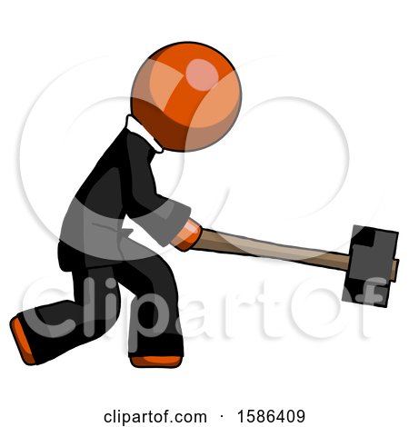 Orange Clergy Man Hitting with Sledgehammer, or Smashing Something by Leo Blanchette