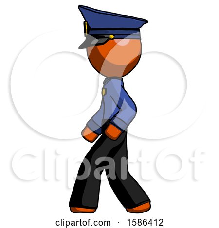 Orange Police Man Walking Left Side View by Leo Blanchette