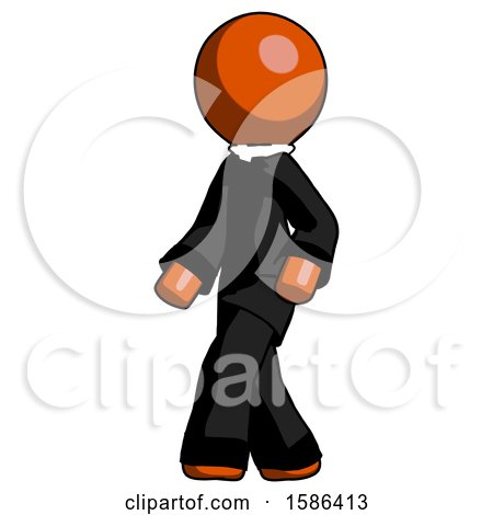 Orange Clergy Man Man Walking Turned Left Front View by Leo Blanchette