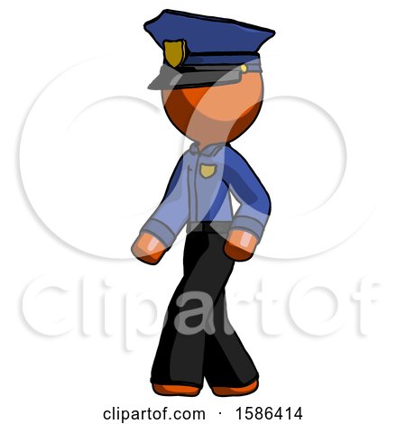 Orange Police Man Man Walking Turned Left Front View by Leo Blanchette