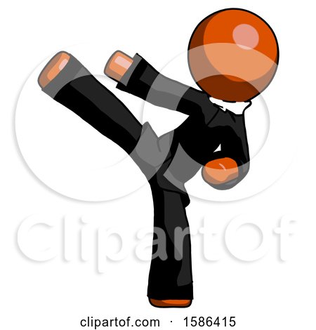 Orange Clergy Man Ninja Kick Left by Leo Blanchette