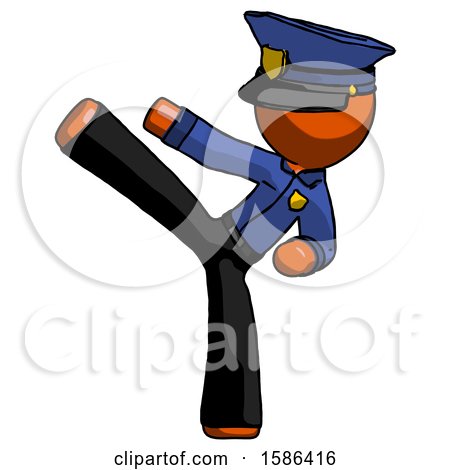 Orange Police Man Ninja Kick Left by Leo Blanchette