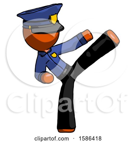Orange Police Man Ninja Kick Right by Leo Blanchette