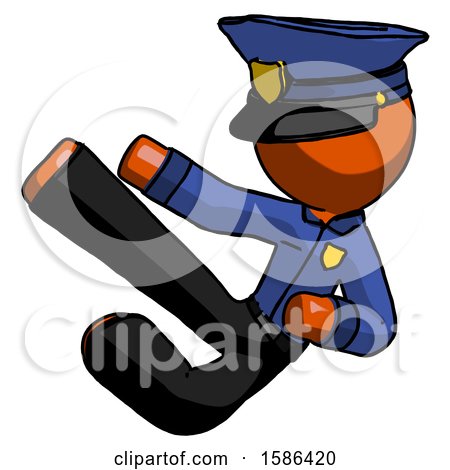 Orange Police Man Flying Ninja Kick Left by Leo Blanchette