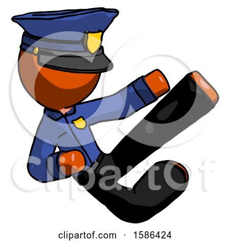 Orange Police Man Flying Ninja Kick Right by Leo Blanchette