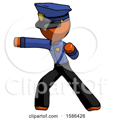 Orange Police Man Martial Arts Punch Left by Leo Blanchette