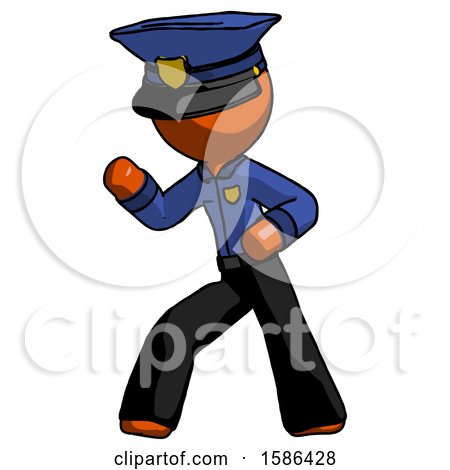 Orange Police Man Martial Arts Defense Pose Left by Leo Blanchette