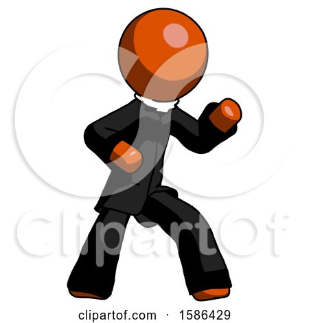 Orange Clergy Man Martial Arts Defense Pose Right by Leo Blanchette