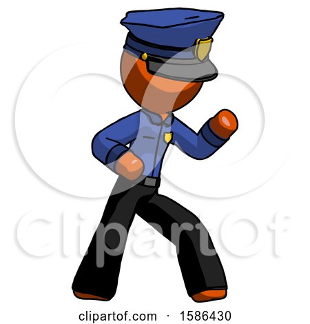 Orange Police Man Martial Arts Defense Pose Right by Leo Blanchette