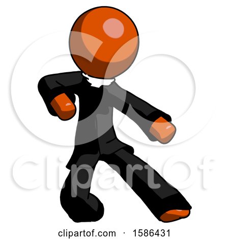 Orange Clergy Man Karate Defense Pose Right by Leo Blanchette