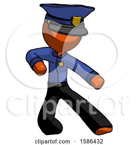 Orange Police Man Karate Defense Pose Right by Leo Blanchette