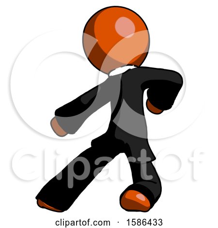 Orange Clergy Man Karate Defense Pose Left by Leo Blanchette