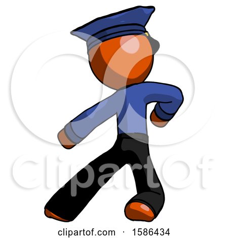 Orange Police Man Karate Defense Pose Left by Leo Blanchette