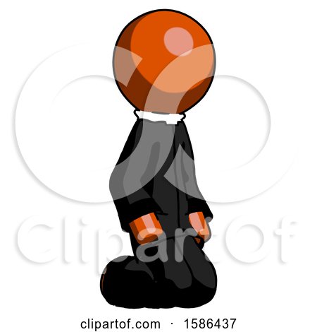 Orange Clergy Man Kneeling Angle View Right by Leo Blanchette