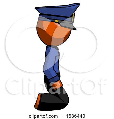 Orange Police Man Kneeling Right by Leo Blanchette