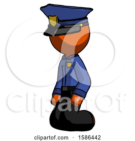 Orange Police Man Kneeling Angle View Left by Leo Blanchette