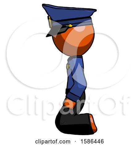 Orange Police Man Kneeling Left by Leo Blanchette
