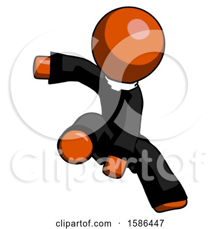 Orange Clergy Man Action Hero Jump Pose by Leo Blanchette