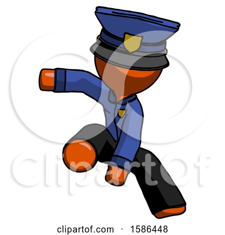 Orange Police Man Action Hero Jump Pose by Leo Blanchette